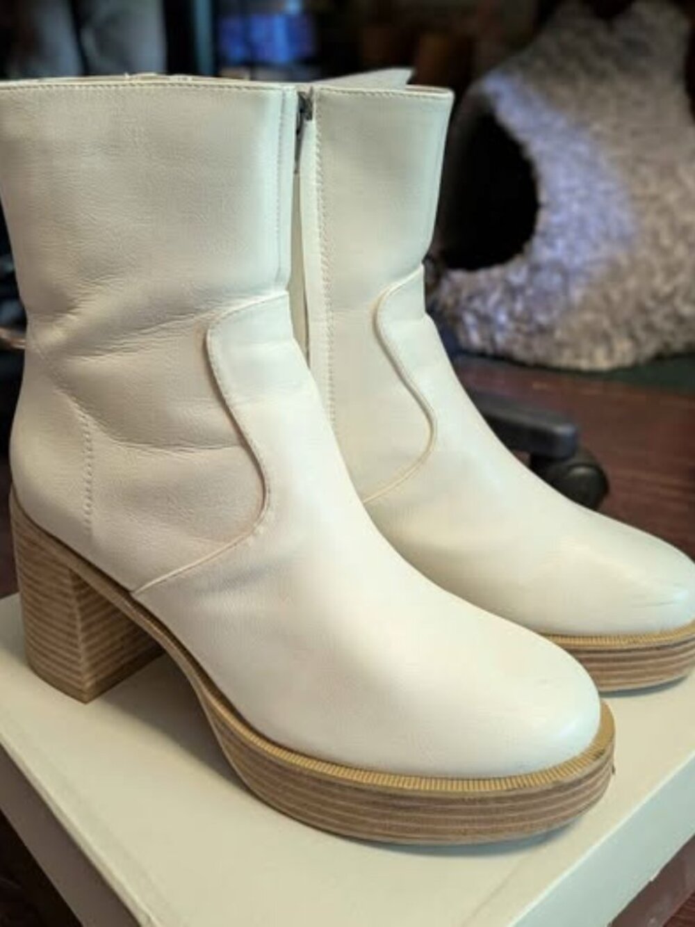 White GoGo Ankle Boots